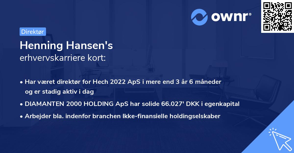 Henning Hansen's erhvervskarriere kort