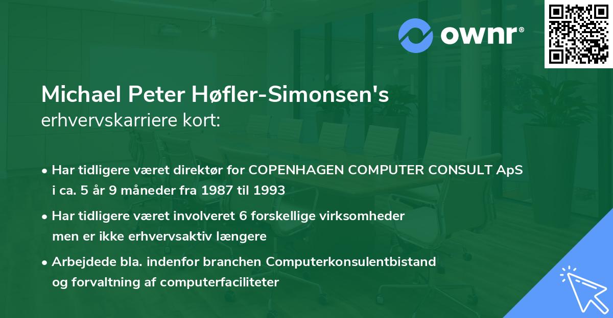 Michael Peter Høfler-Simonsen's erhvervskarriere kort