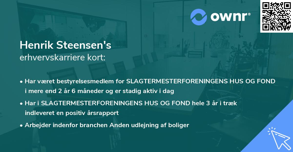 Henrik Steensen's erhvervskarriere kort