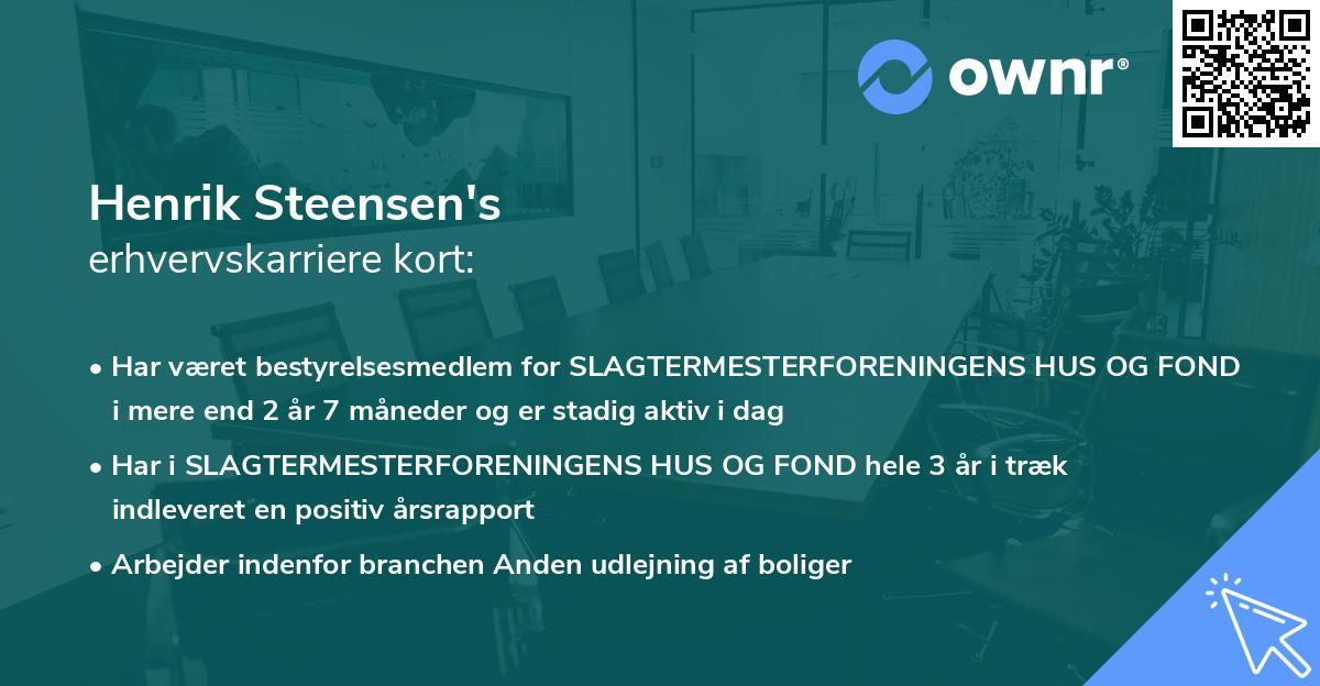 Henrik Steensen's erhvervskarriere kort