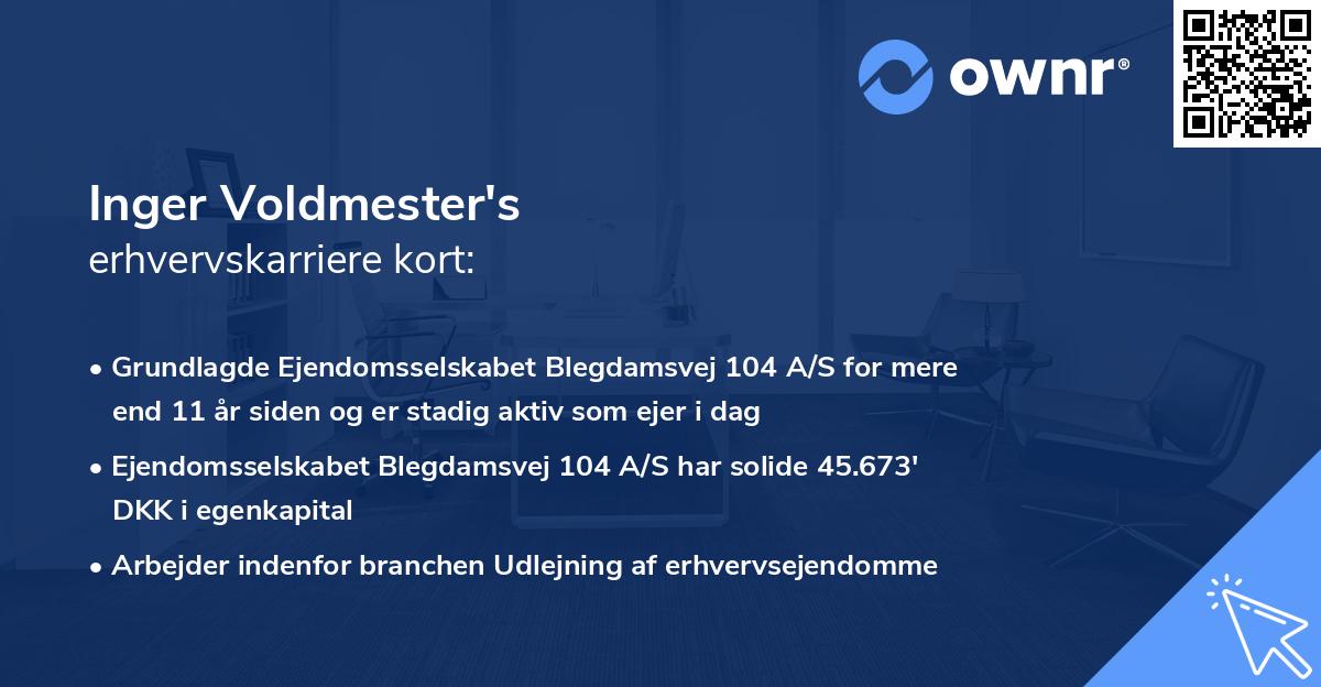 Inger Voldmester's erhvervskarriere kort