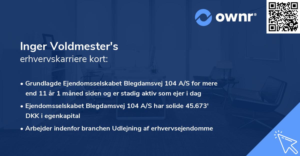 Inger Voldmester's erhvervskarriere kort