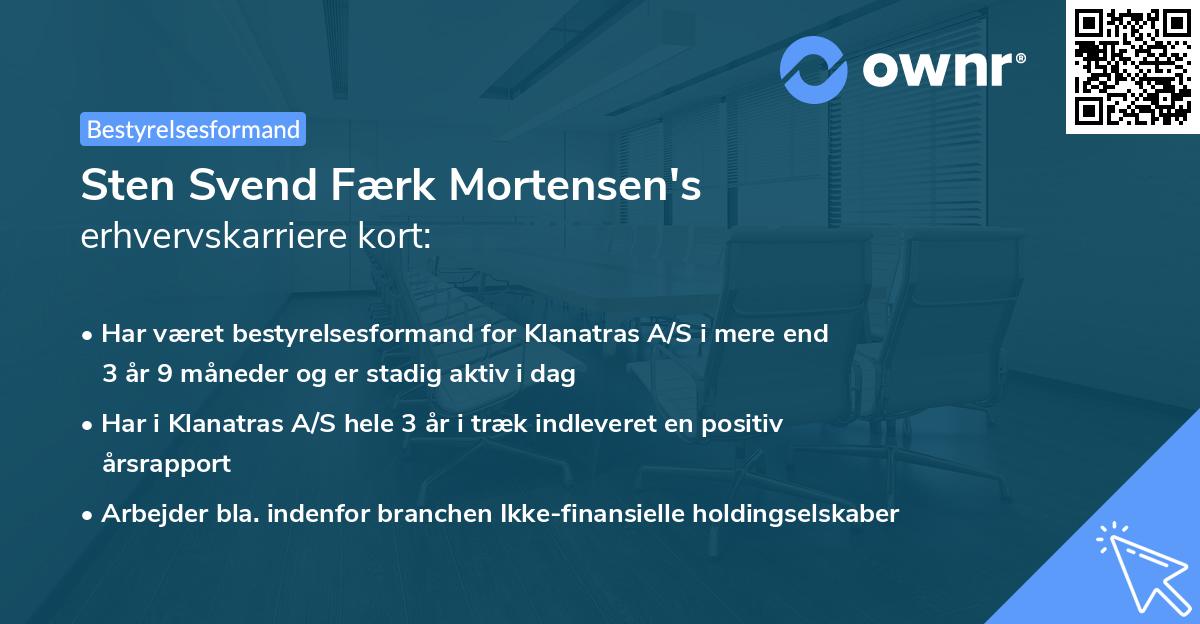 Sten Svend Færk Mortensen's erhvervskarriere kort