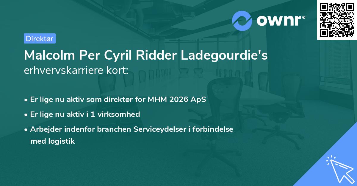 Malcolm Per Cyril Ridder Ladegourdie's erhvervskarriere kort