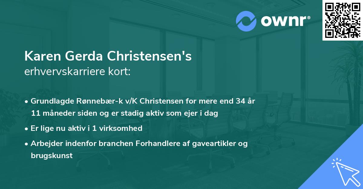 Karen Gerda Christensen's erhvervskarriere kort