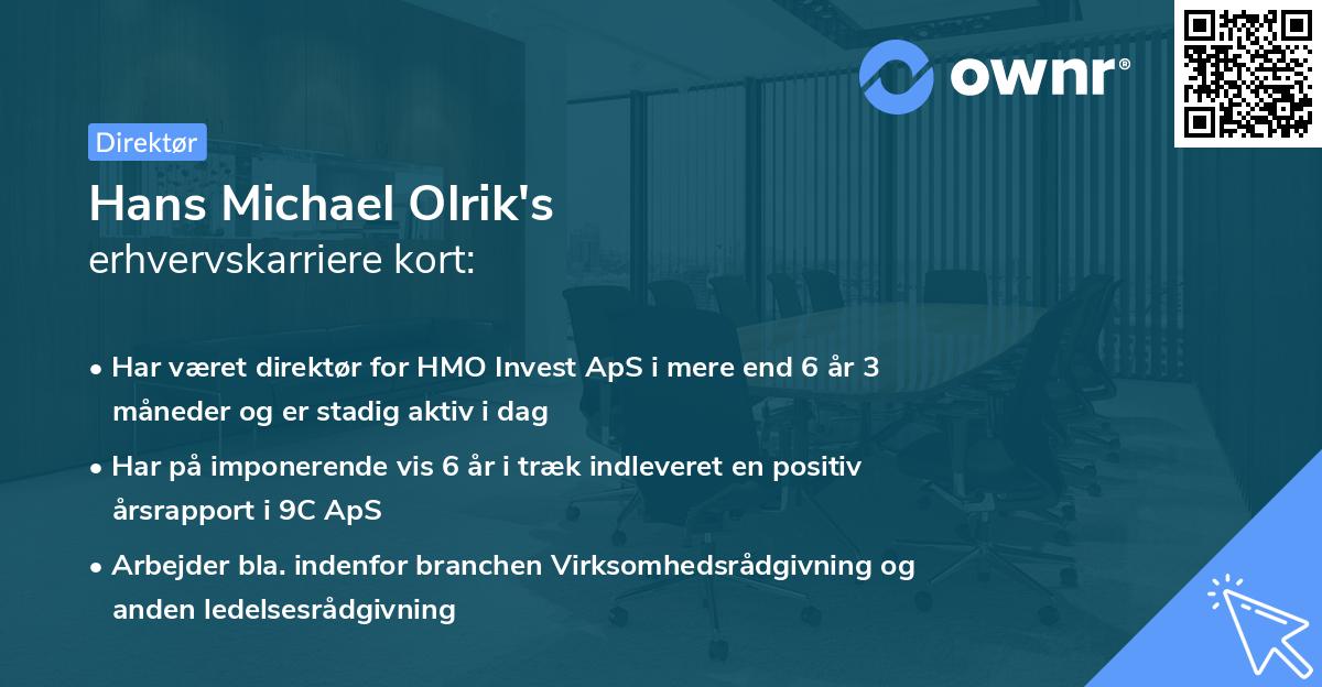 Hans Michael Olrik's erhvervskarriere kort