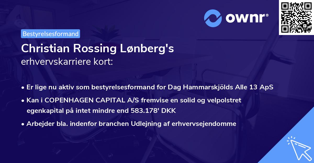 Christian Rossing Lønberg's erhvervskarriere kort
