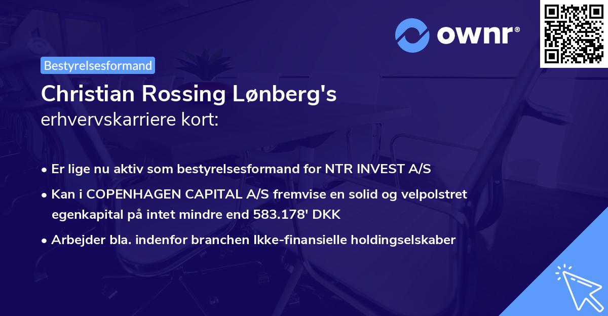 Christian Rossing Lønberg's erhvervskarriere kort