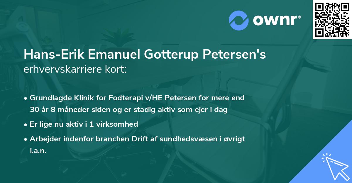 Hans-Erik Emanuel Gotterup Petersen's erhvervskarriere kort