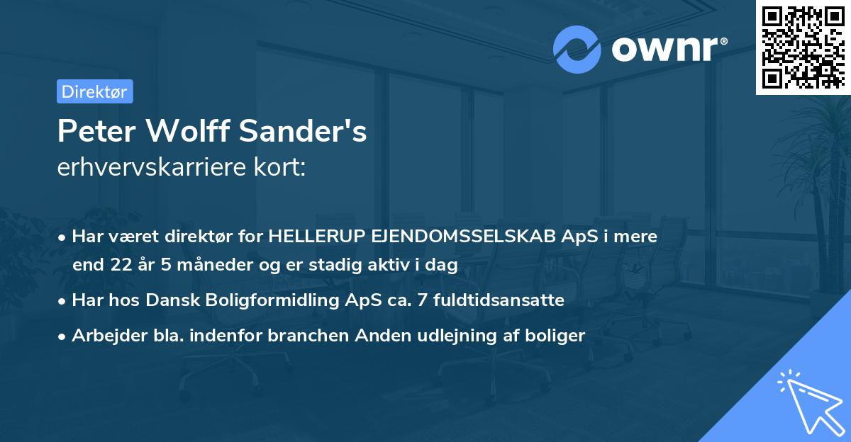 Peter Wolff Sander's erhvervskarriere kort
