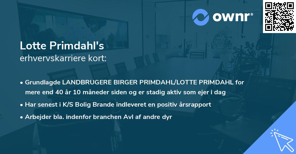 Lotte Primdahl's erhvervskarriere kort