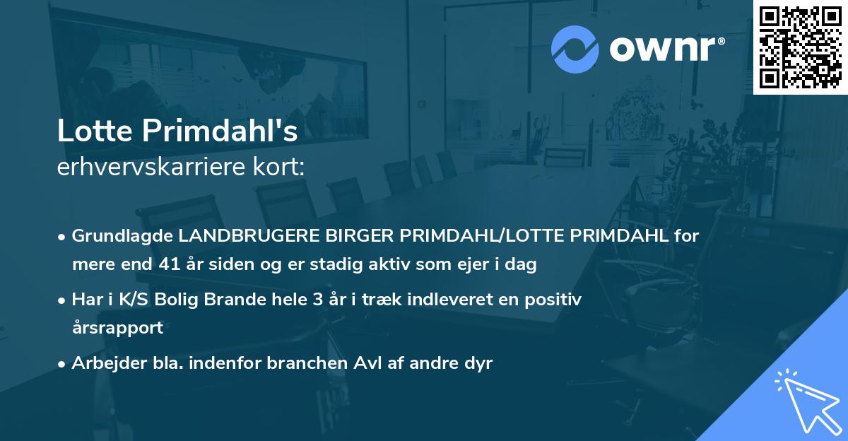Lotte Primdahl's erhvervskarriere kort