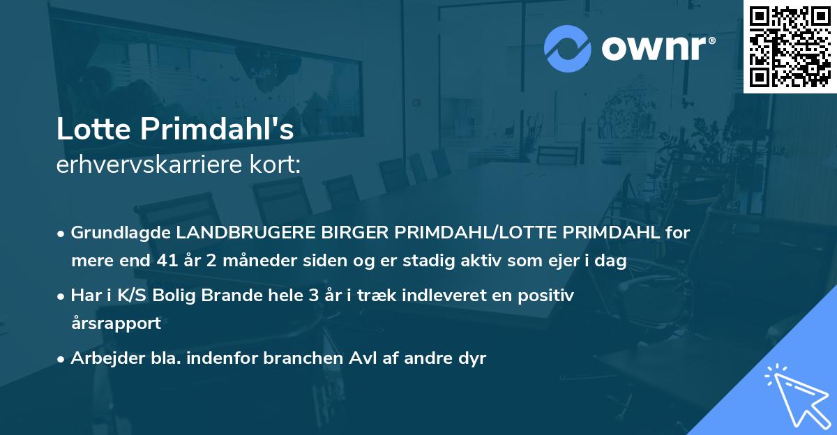 Lotte Primdahl's erhvervskarriere kort
