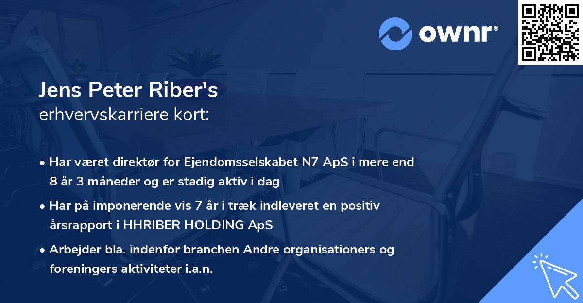 Jens Peter Riber's erhvervskarriere kort