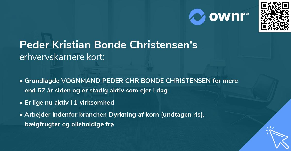 Peder Kristian Bonde Christensen's erhvervskarriere kort