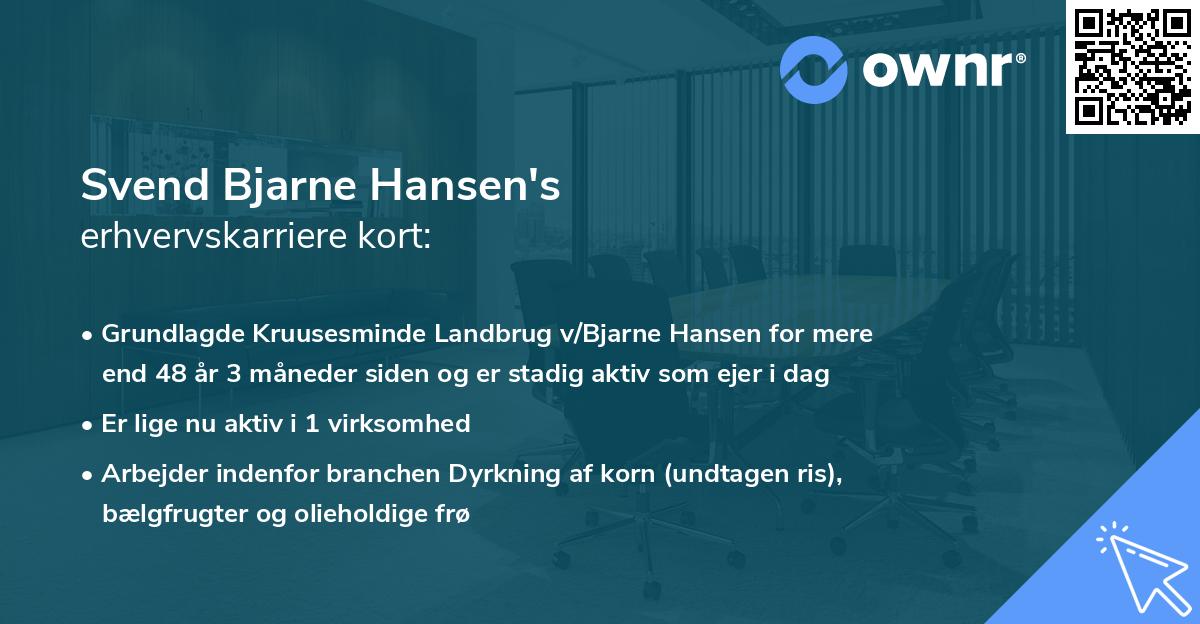 Svend Bjarne Hansen's erhvervskarriere kort