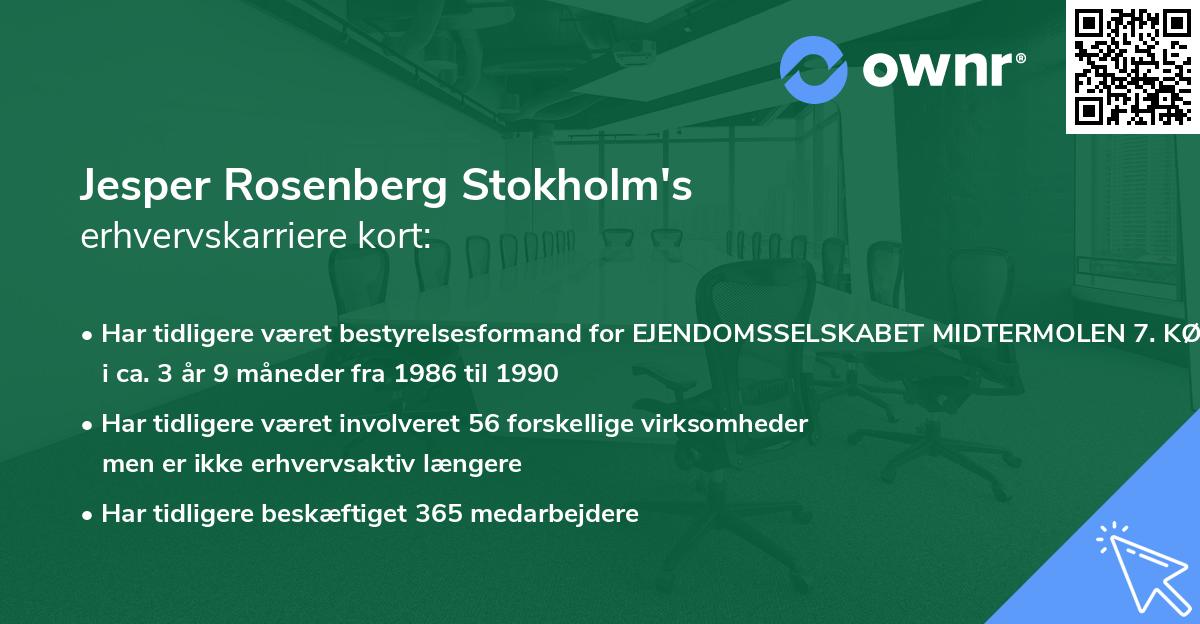 Jesper Rosenberg Stokholm's erhvervskarriere kort