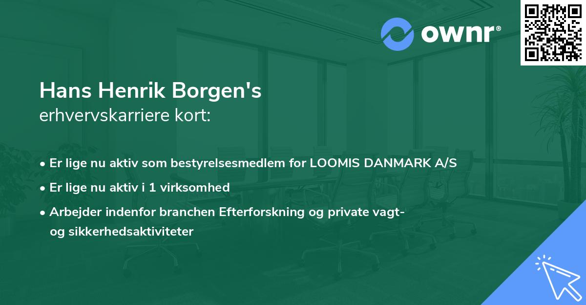 Hans Henrik Borgen's erhvervskarriere kort