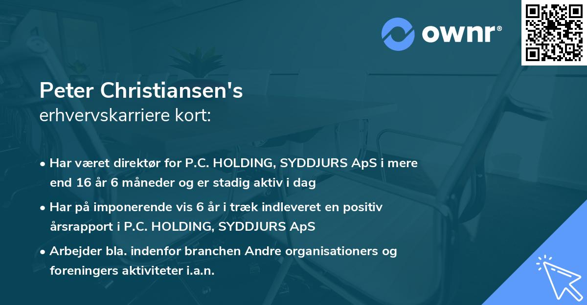 Peter Christiansen's erhvervskarriere kort
