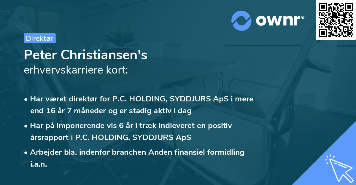 Peter Christiansen's erhvervskarriere kort