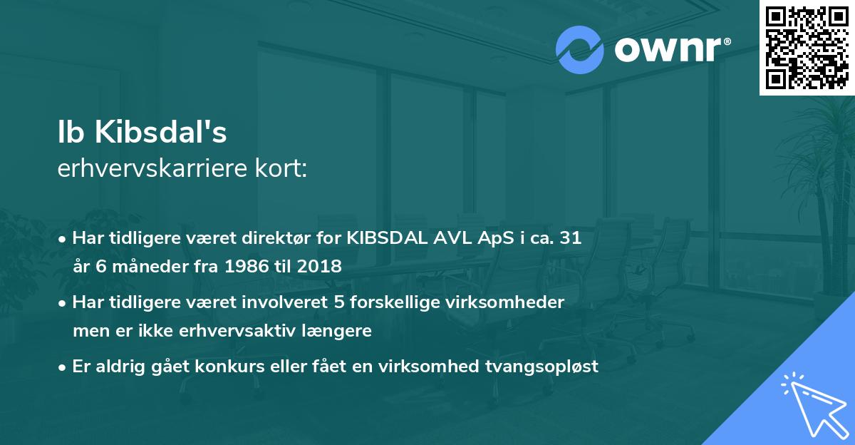 Ib Kibsdal's erhvervskarriere kort