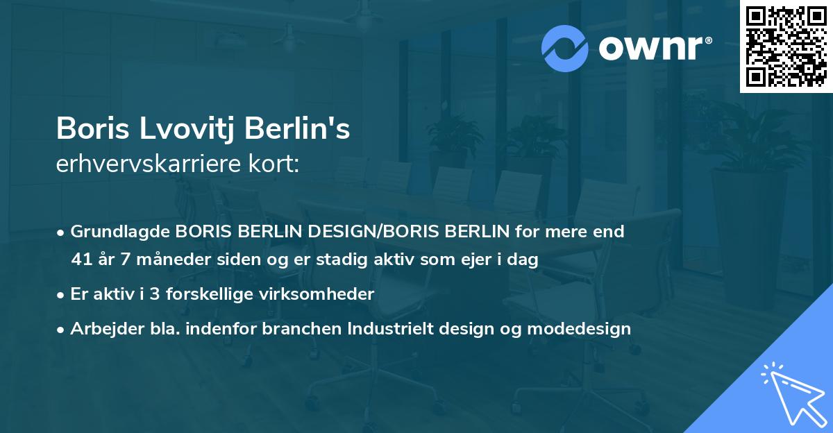 Boris Lvovitj Berlin's erhvervskarriere kort