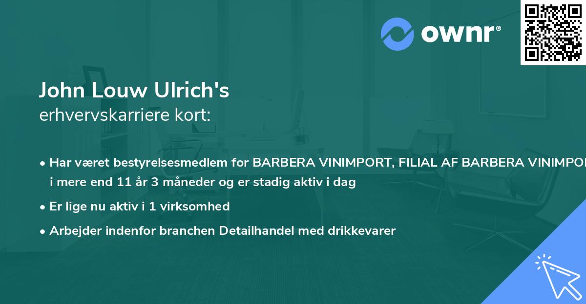 John Louw Ulrich's erhvervskarriere kort