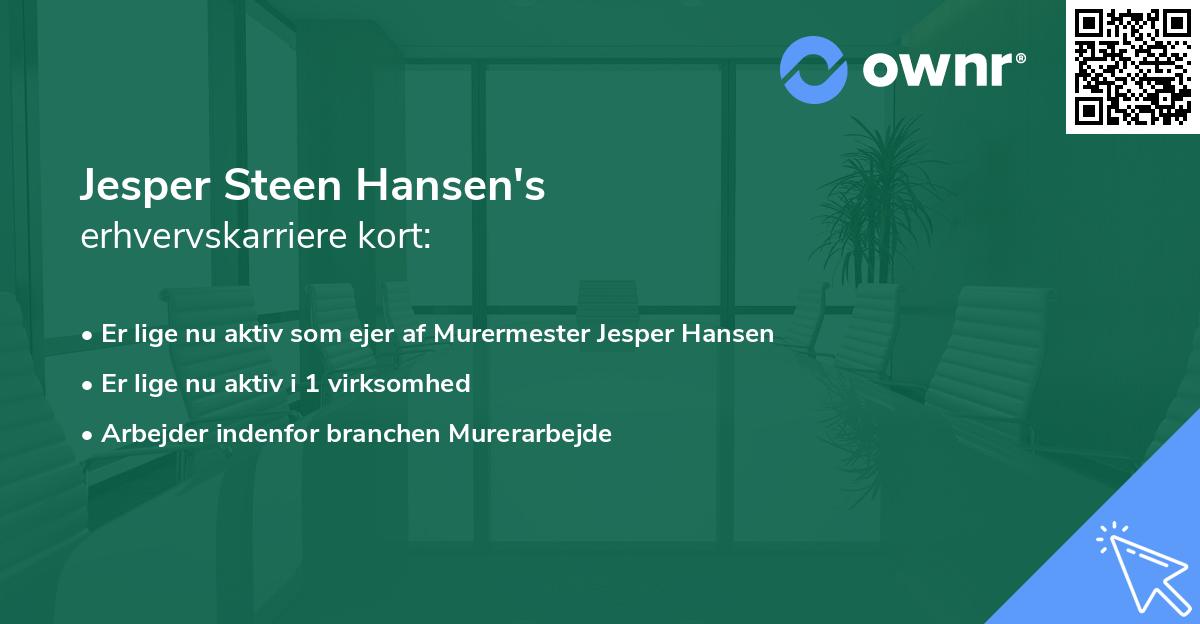 Jesper Steen Hansen's erhvervskarriere kort