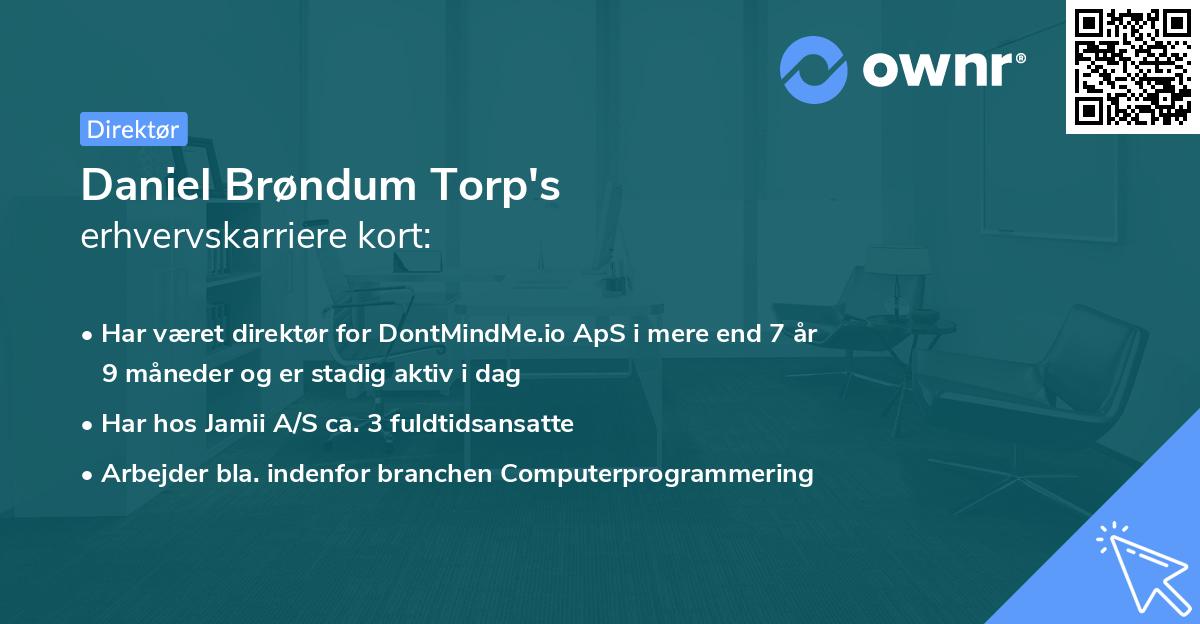 Daniel Brøndum Torp's erhvervskarriere kort