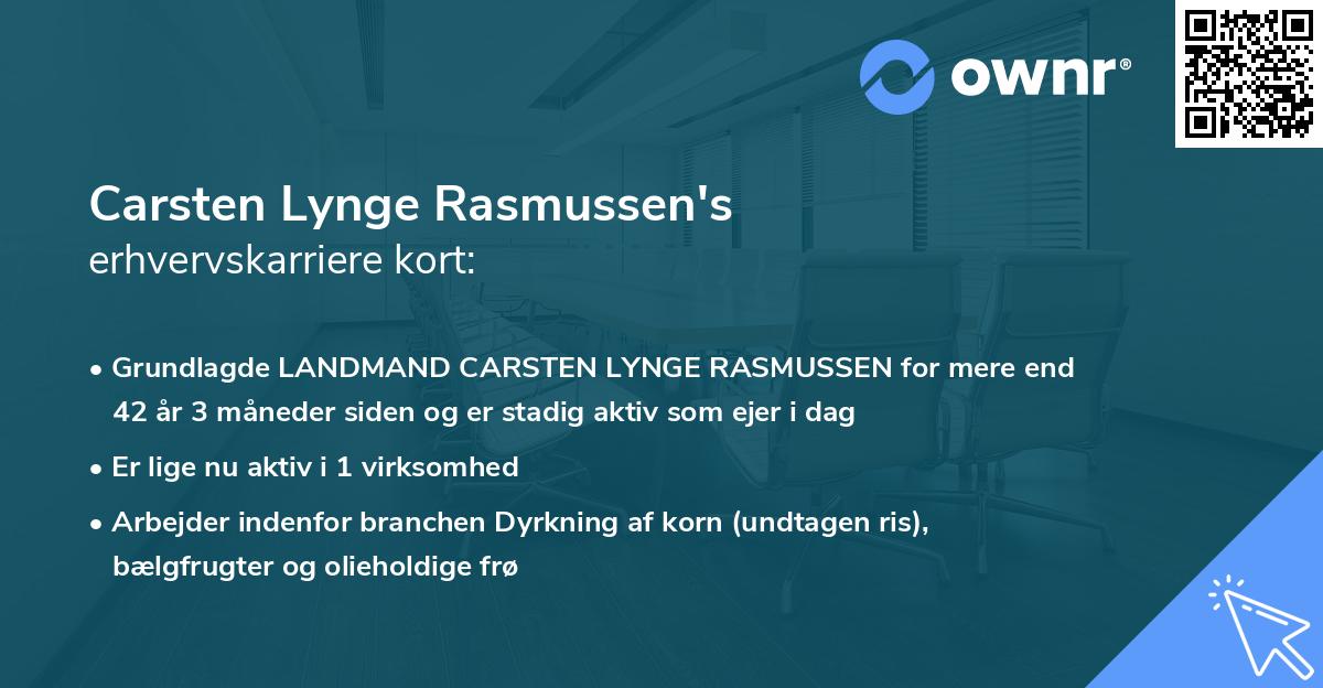 Carsten Lynge Rasmussen's erhvervskarriere kort