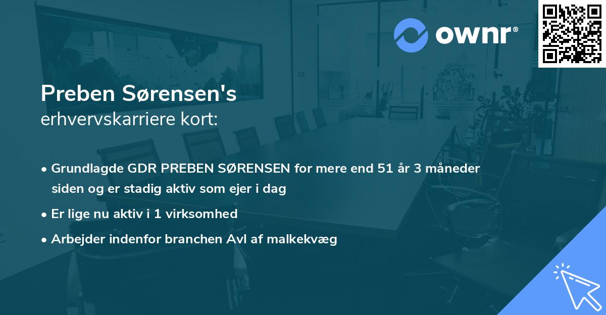 Preben Sørensen's erhvervskarriere kort