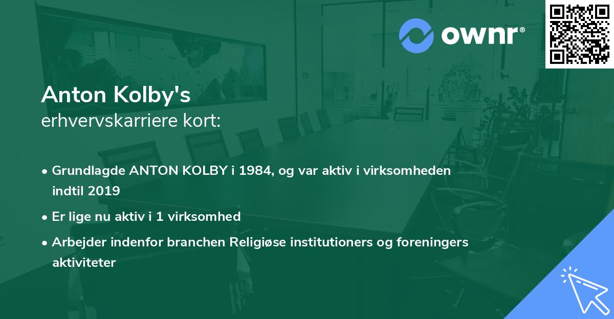 Anton Kolby's erhvervskarriere kort