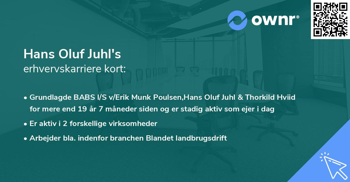 Hans Oluf Juhl's erhvervskarriere kort