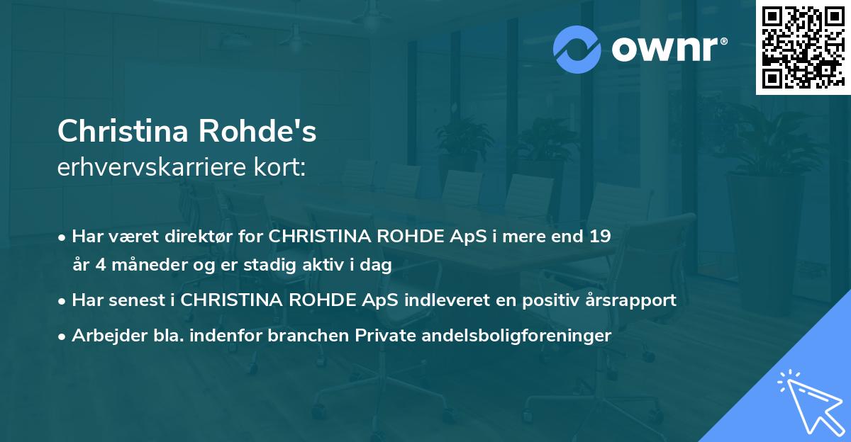 Christina Rohde's erhvervskarriere kort