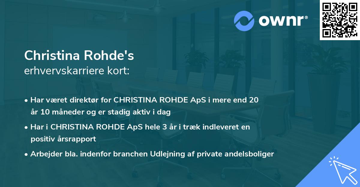 Christina Rohde's erhvervskarriere kort
