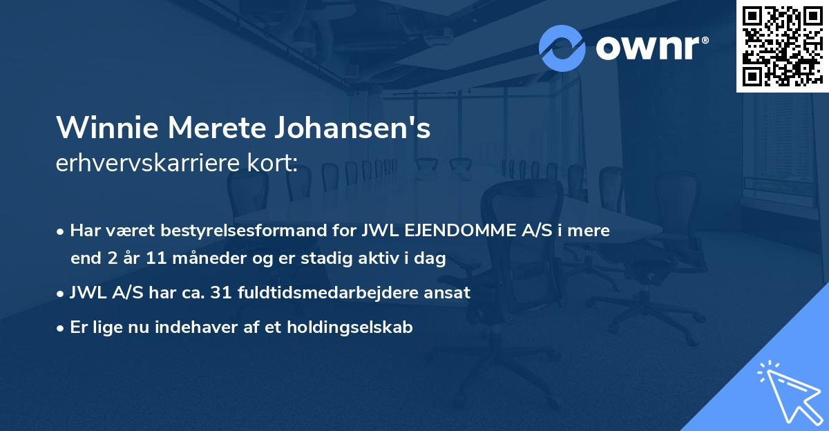 Winnie Merete Johansen's erhvervskarriere kort