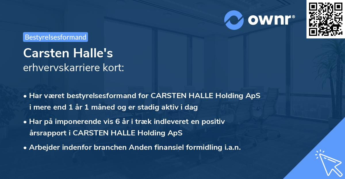 Carsten Halle's erhvervskarriere kort