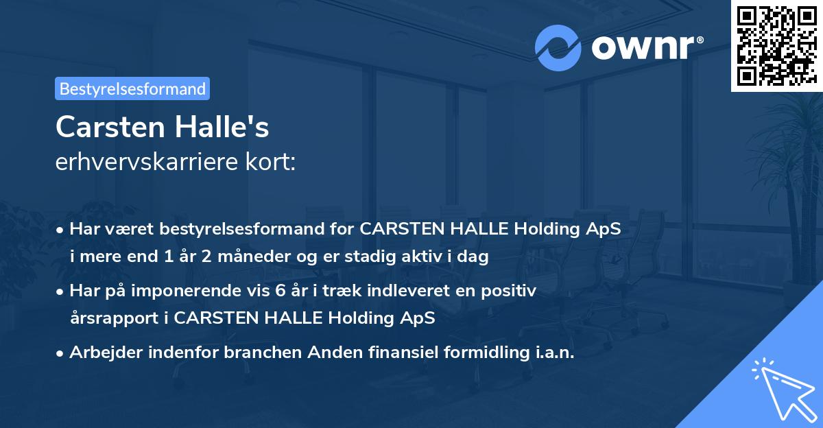 Carsten Halle's erhvervskarriere kort