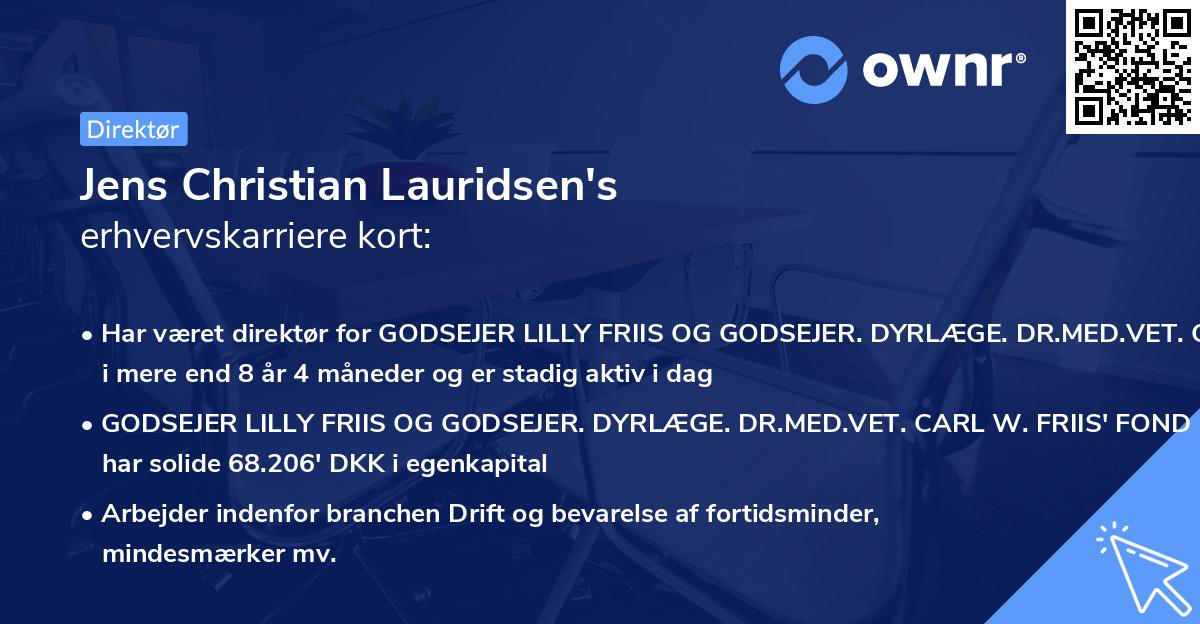 Jens Christian Lauridsen's erhvervskarriere kort