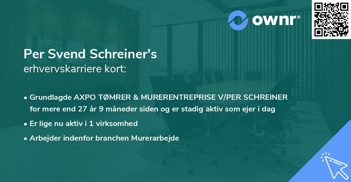 Per Svend Schreiner's erhvervskarriere kort