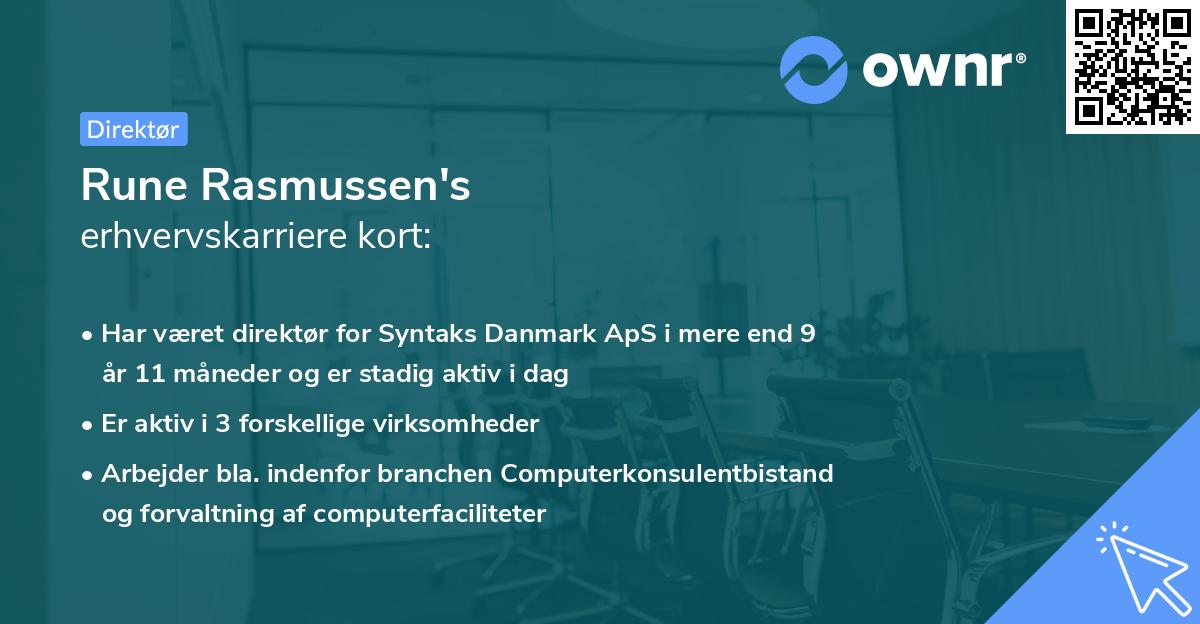 Rune Rasmussen's erhvervskarriere kort
