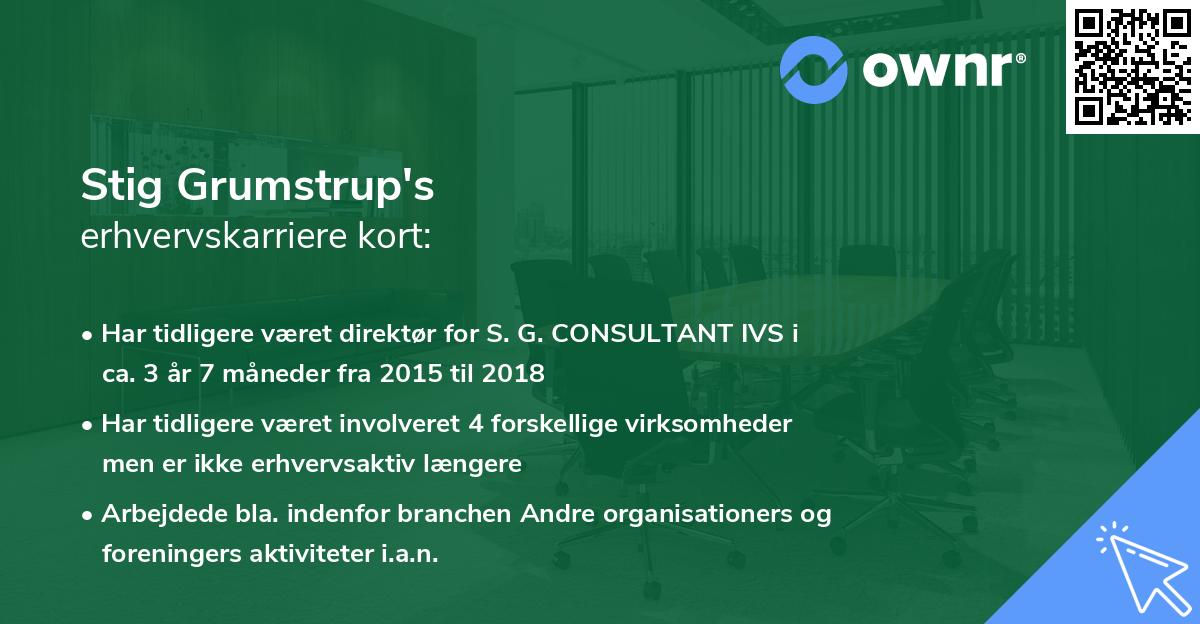 Stig Grumstrup's erhvervskarriere kort