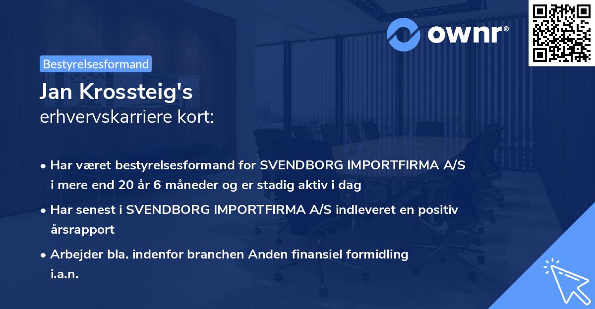Jan Krossteig's erhvervskarriere kort