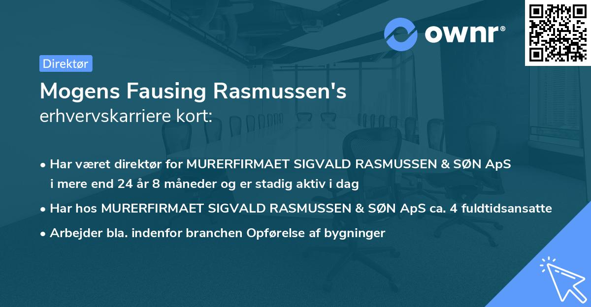 Mogens Fausing Rasmussen's erhvervskarriere kort