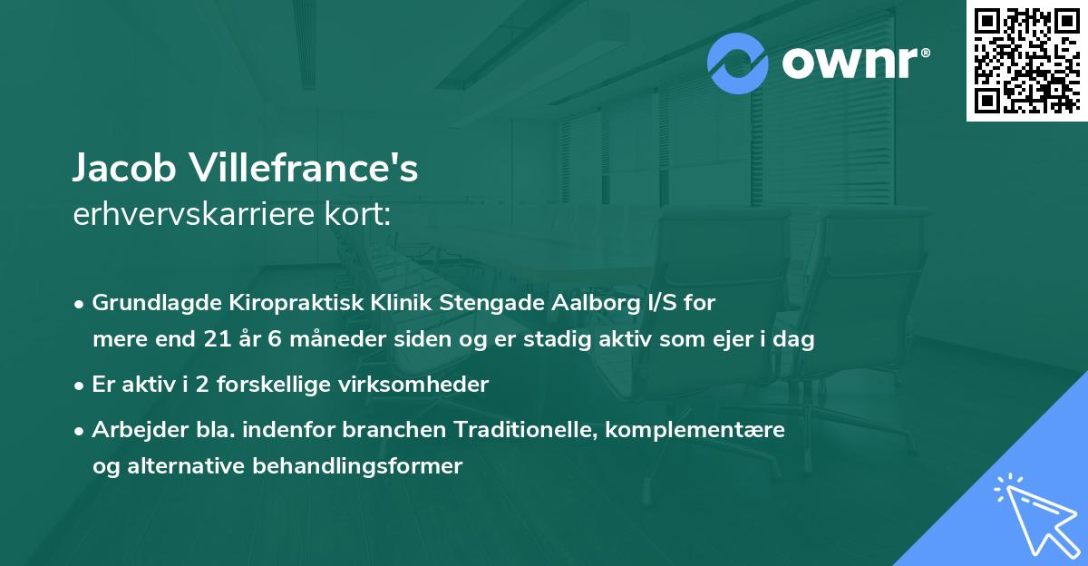 Jacob Villefrance's erhvervskarriere kort