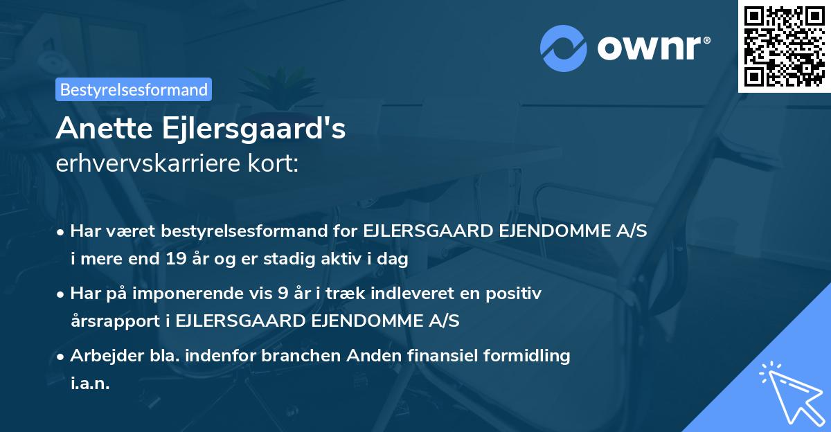 Anette Ejlersgaard's erhvervskarriere kort