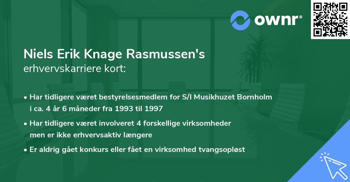 Niels Erik Knage Rasmussen's erhvervskarriere kort