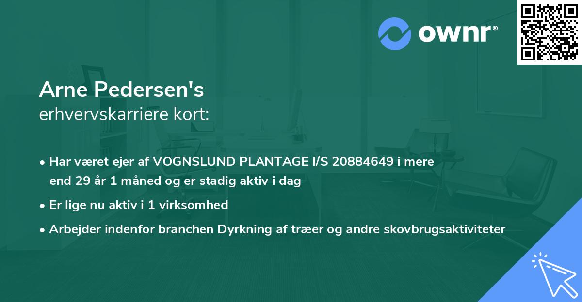 Arne Pedersen's erhvervskarriere kort