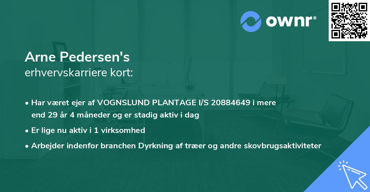 Arne Pedersen's erhvervskarriere kort