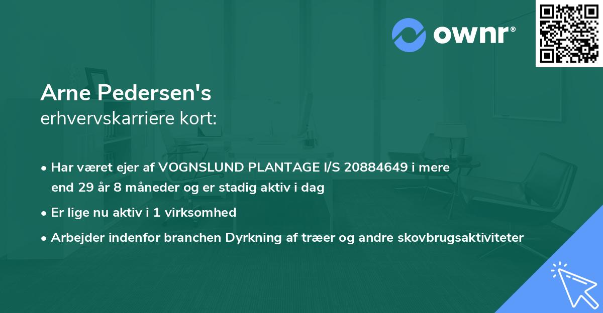 Arne Pedersen's erhvervskarriere kort